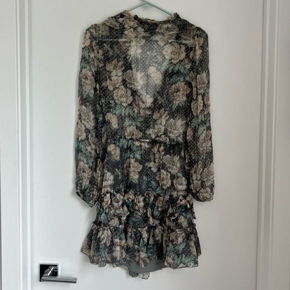 Zimmermann 0 XS Silk Floral Long Sleeve Tiered Ruffle Mini Dress - Picture 4 of 10